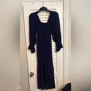 Taylor Elegant Midnight Blue Long Sleeve Dress